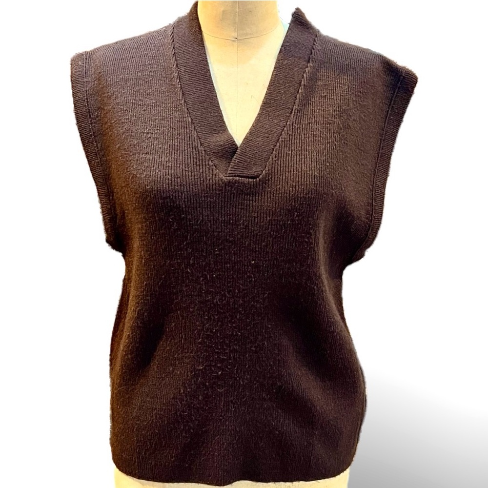 VINTAGE‎ 60s 70s earthy knit ribbed sweater vest sleeveless preppy academia